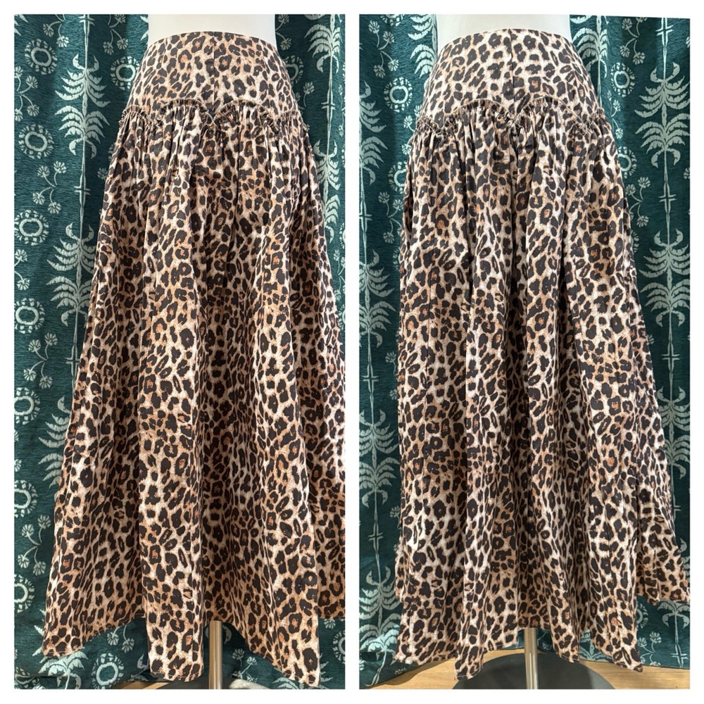 Anthropologie Mara Mara Leopard Print Basque Waist Drop Waist Maxi Skirt NWT - Picture 10 of 16